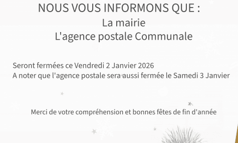 Fermeture exceptionnelle 02/01/2025
