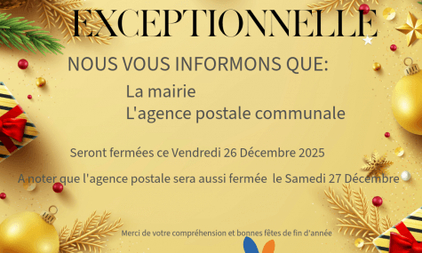 Fermeture exceptionnelle 26/12/2025