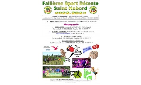 Fallières Sport Détente Saint-Nabord  2022/23 Activités et formulaire d'inscription