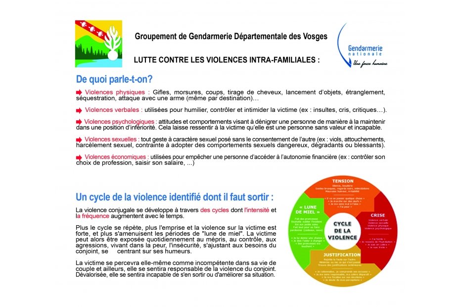 Lutte contre les violences intra-familiales.